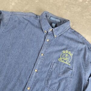Catalina 2009 Denim Shirt Mens XXL Blue Harvard Square Long Sleeve Chambray Work